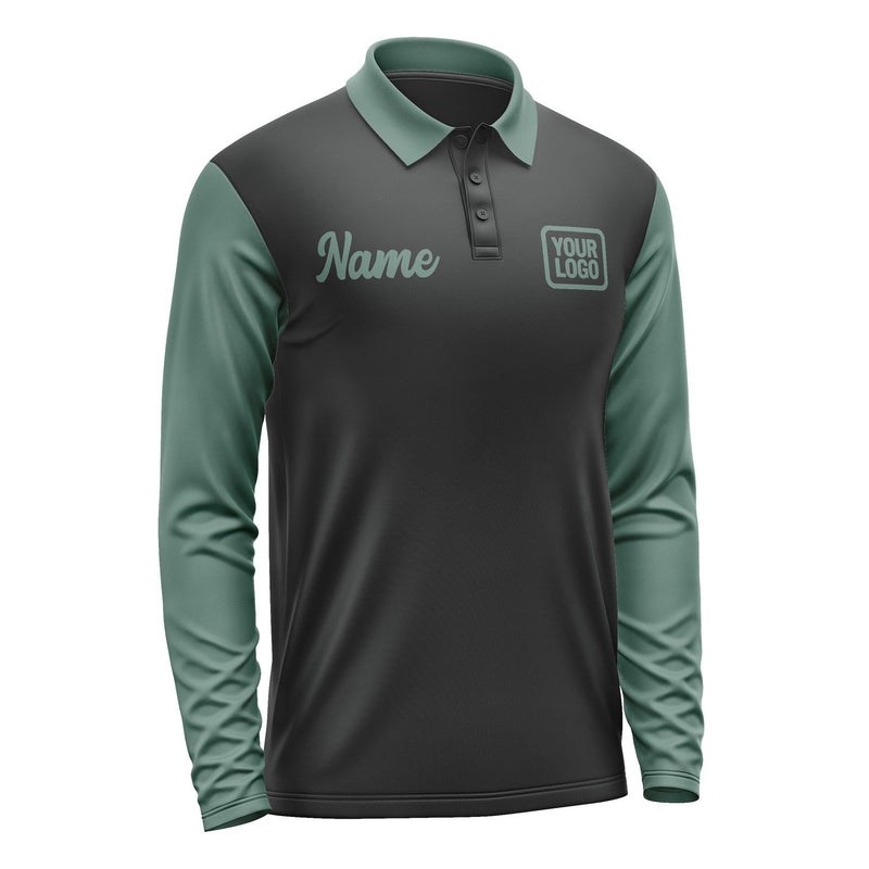 Custom Black Blue Green Long Sleeve Polo Shirt Pl172727B127