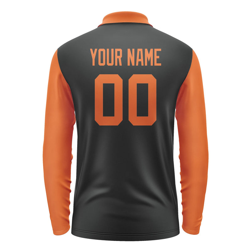 Custom Black Orange Long Sleeve Polo Shirt Pl172828B128