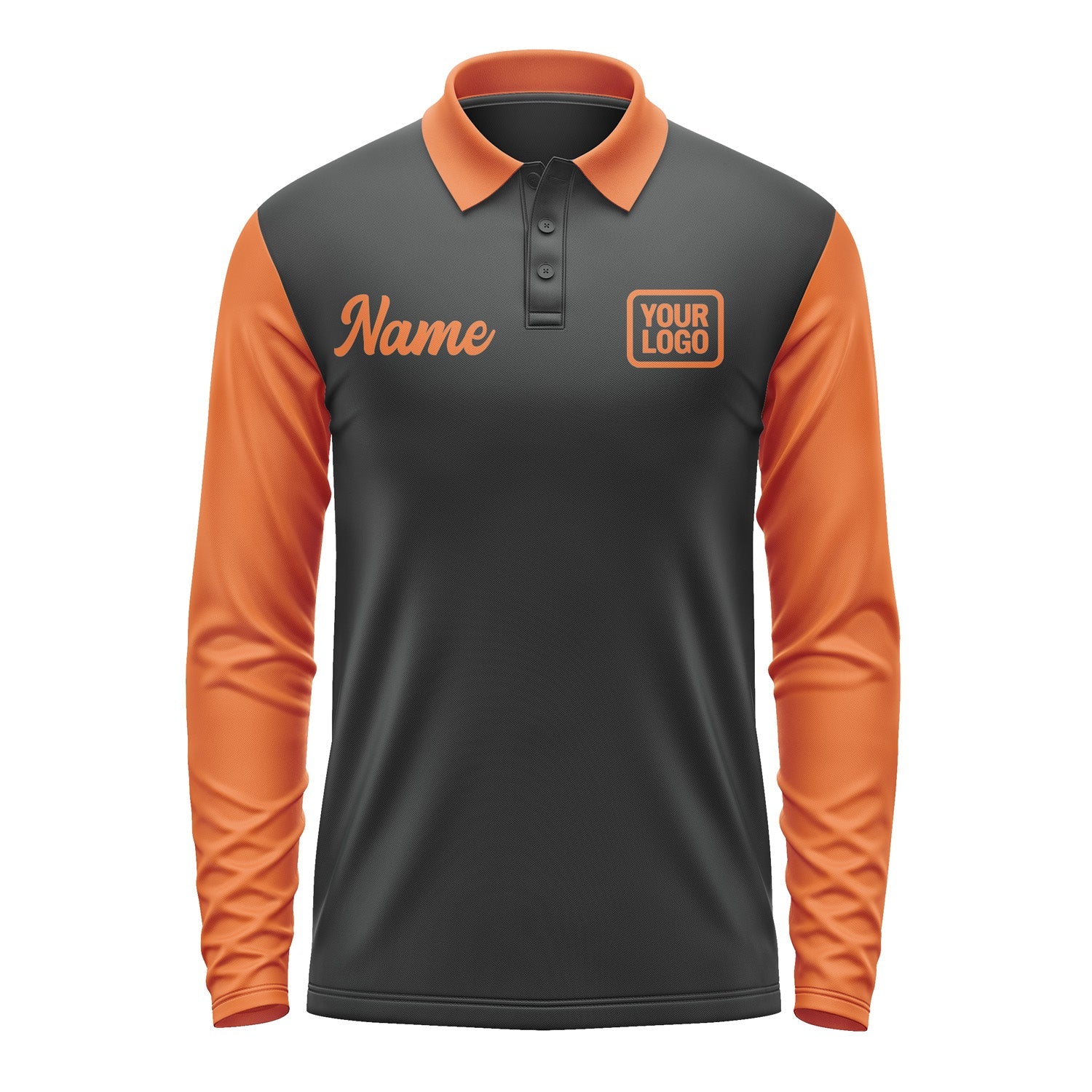Custom Black Orange Long Sleeve Polo Shirt Pl172828B128
