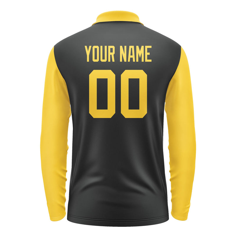 Custom Black Gold Long Sleeve Polo Shirt Pl173030B130