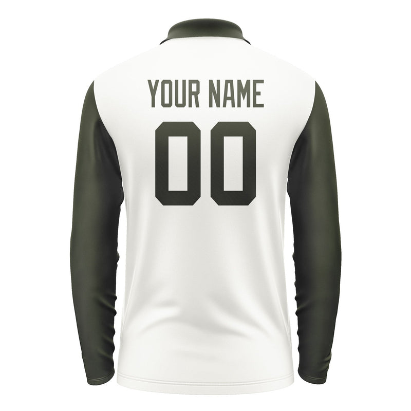Custom White Olive Long Sleeve Polo Shirt Pl180202B102