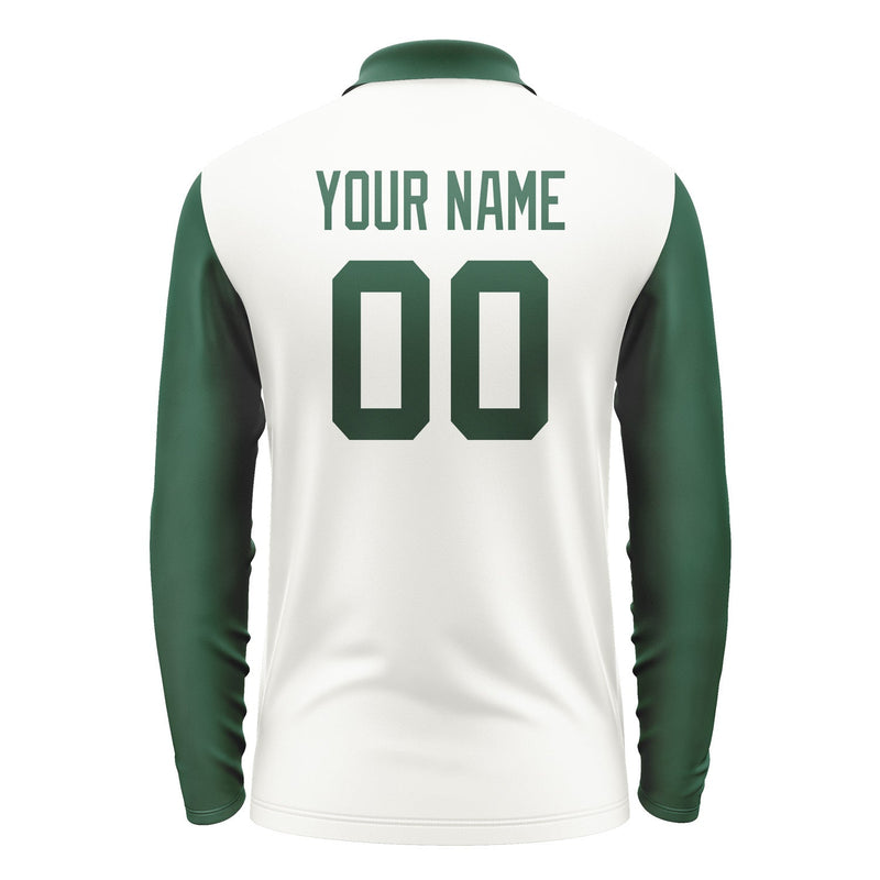 Custom White Green Long Sleeve Polo Shirt Pl180505B105