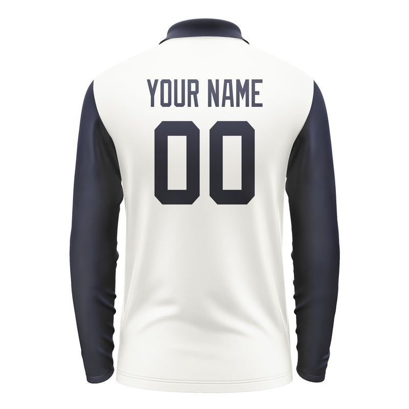 Custom White Navy Long Sleeve Polo Shirt Pl181111B111