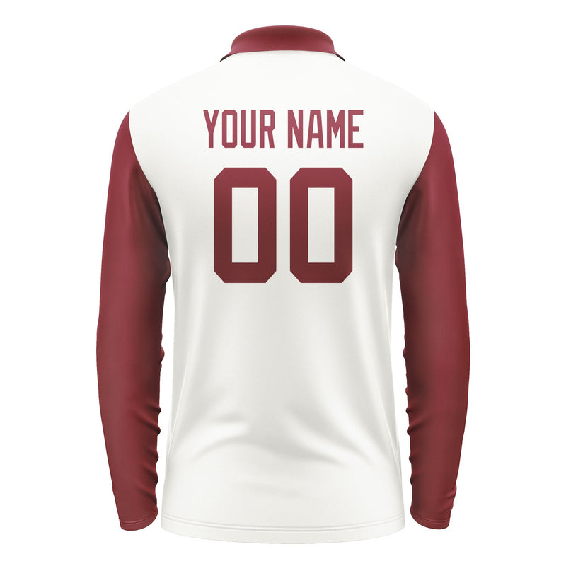 Custom White Crimson Red Long Sleeve Polo Shirt Pl181515B115