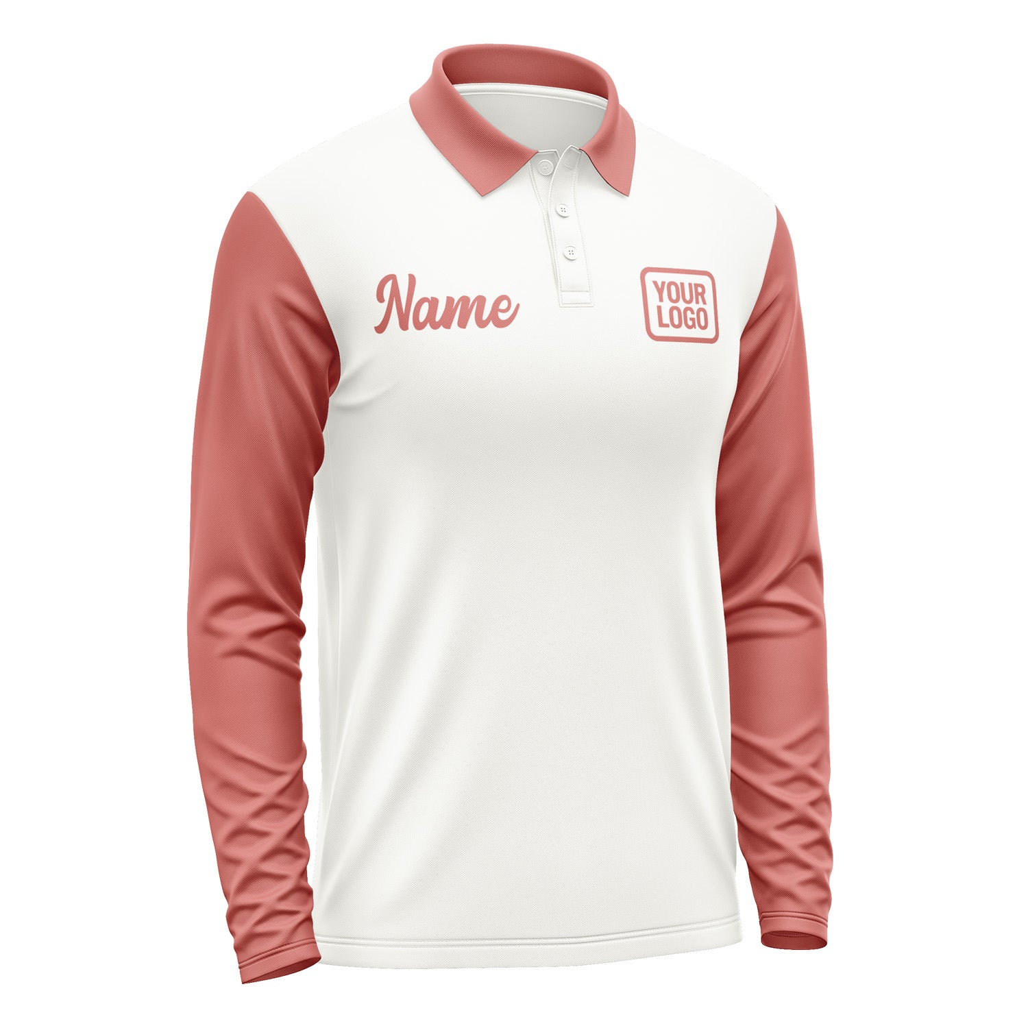 Custom White Copper Rose Long Sleeve Polo Shirt Pl182929B129