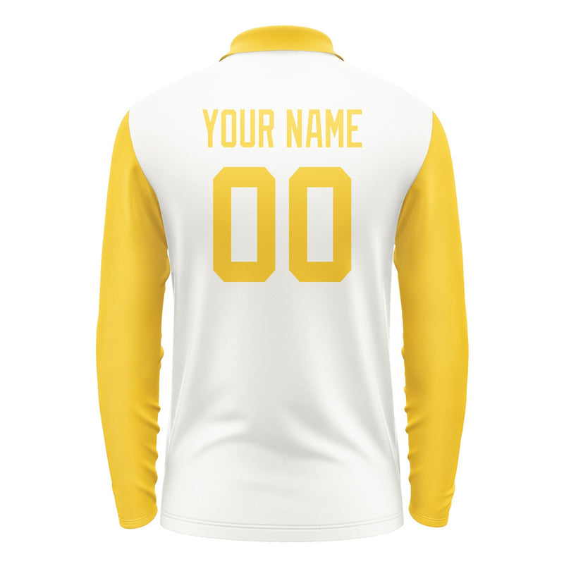 Custom White Gold Long Sleeve Polo Shirt Pl183030B130