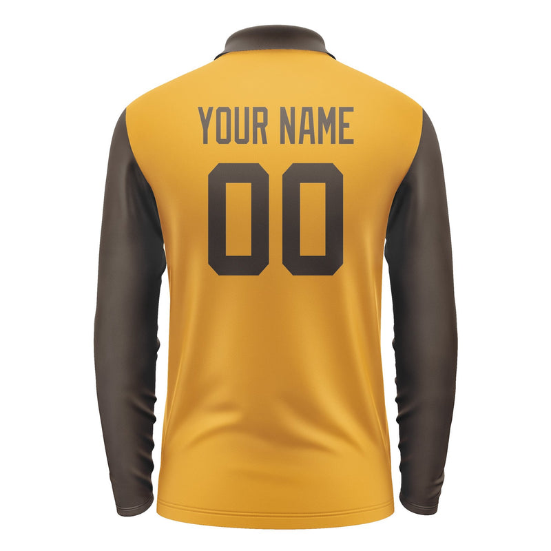 Custom Yellow Brown Long Sleeve Polo Shirt Pl190101B101
