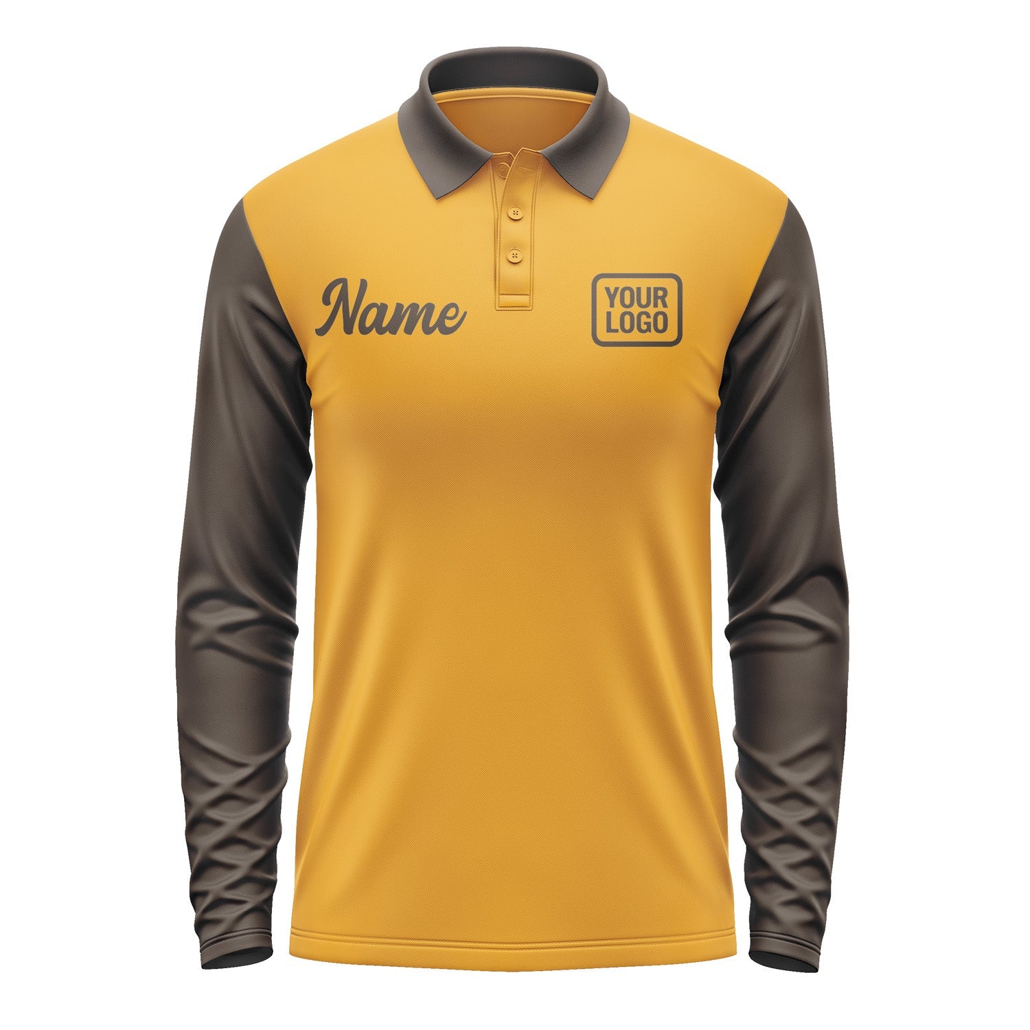 Custom Yellow Brown Long Sleeve Polo Shirt Pl190101B101