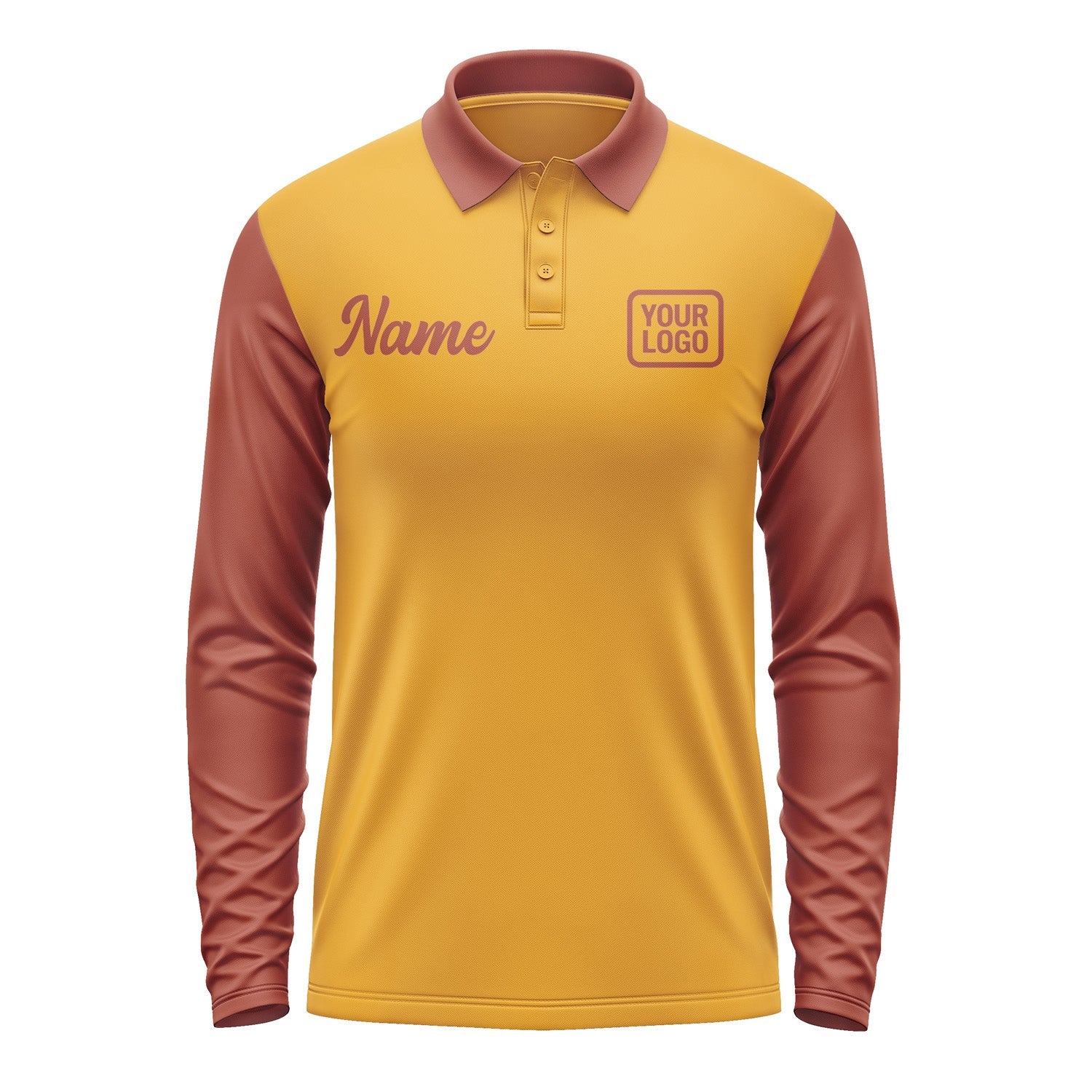 Custom Yellow Coral Red Long Sleeve Polo Shirt Pl191616B116