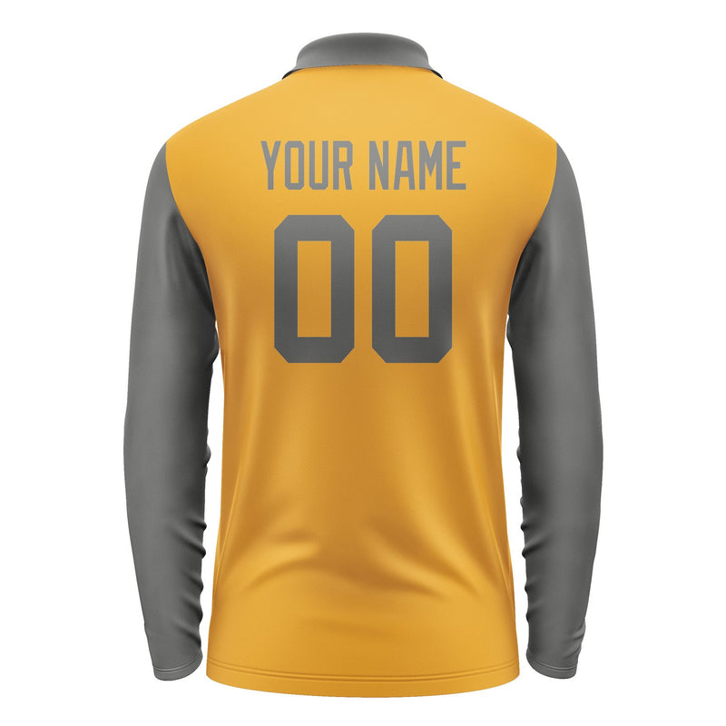 Custom Yellow Dark Grey Long Sleeve Polo Shirt Pl192020B120