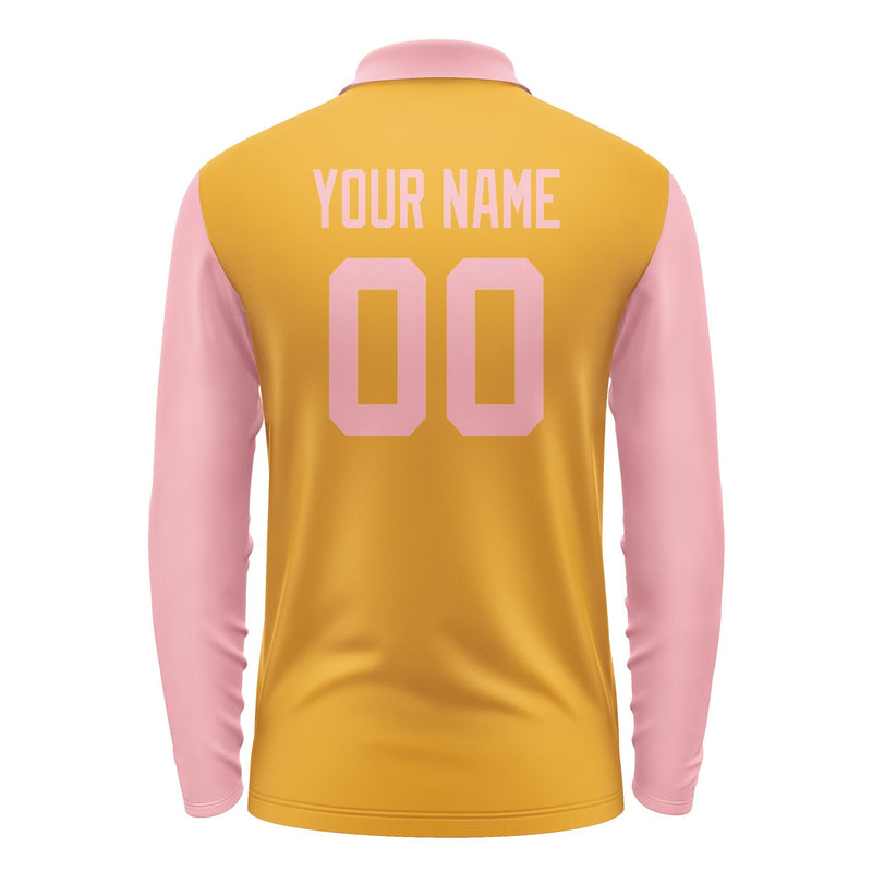 Custom Yellow Light Pink Long Sleeve Polo Shirt Pl192121B121