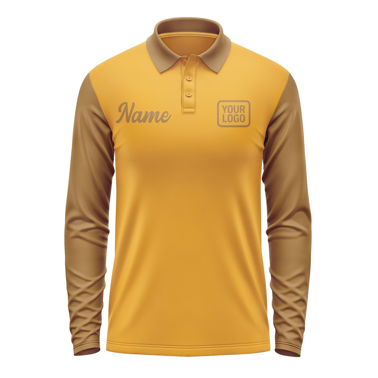 Custom Yellow Khaki Long Sleeve Polo Shirt Pl192222B122