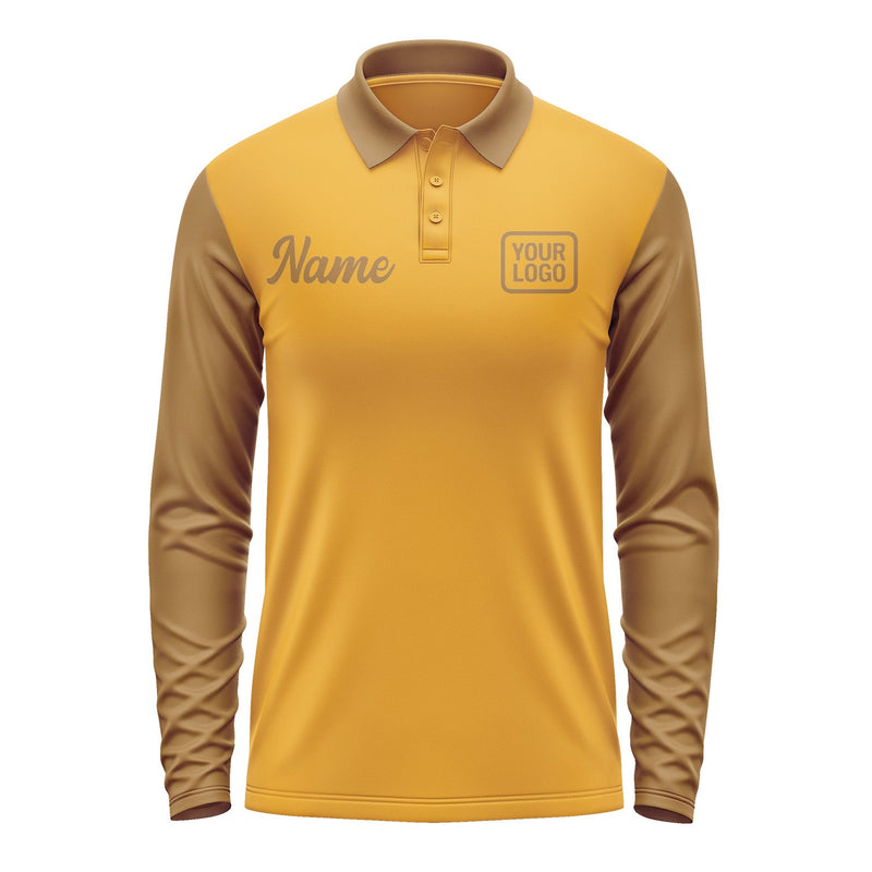 Custom Yellow Khaki Long Sleeve Polo Shirt Pl192222B122