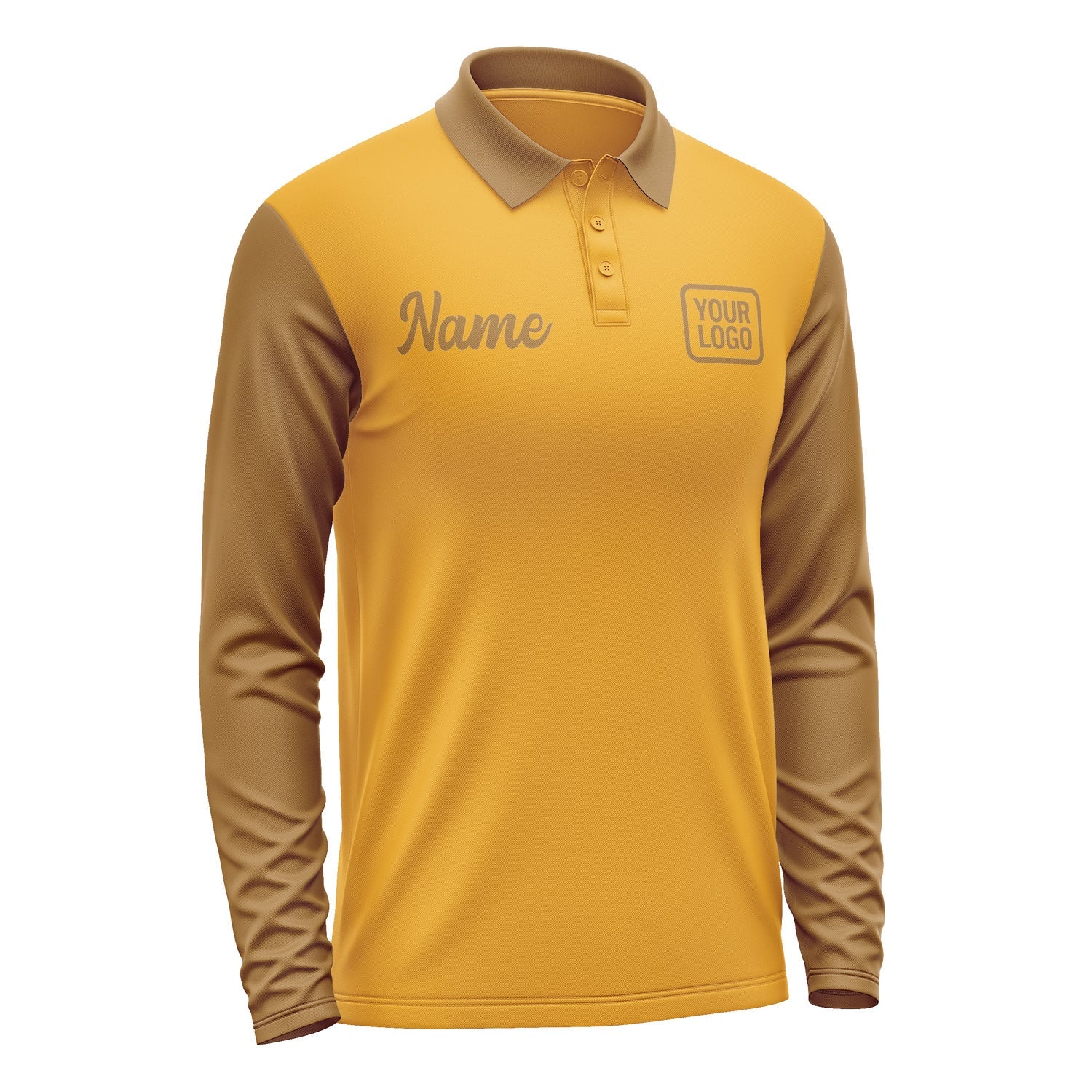 Custom Yellow Khaki Long Sleeve Polo Shirt Pl192222B122
