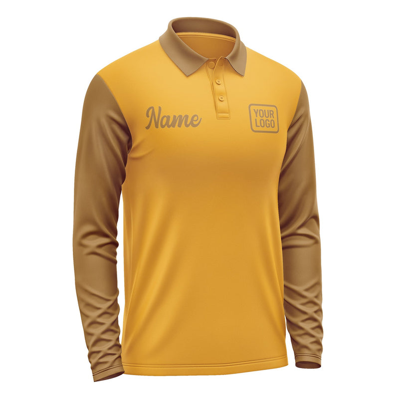 Custom Yellow Khaki Long Sleeve Polo Shirt Pl192222B122