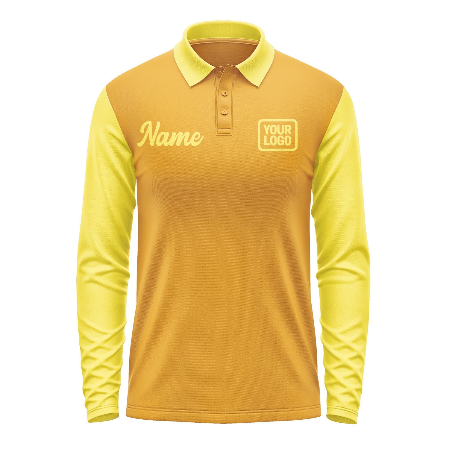 Custom Yellow Light Yellow Long Sleeve Polo Shirt Pl192626B126