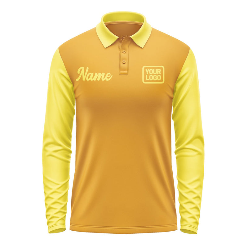 Custom Yellow Light Yellow Long Sleeve Polo Shirt Pl192626B126
