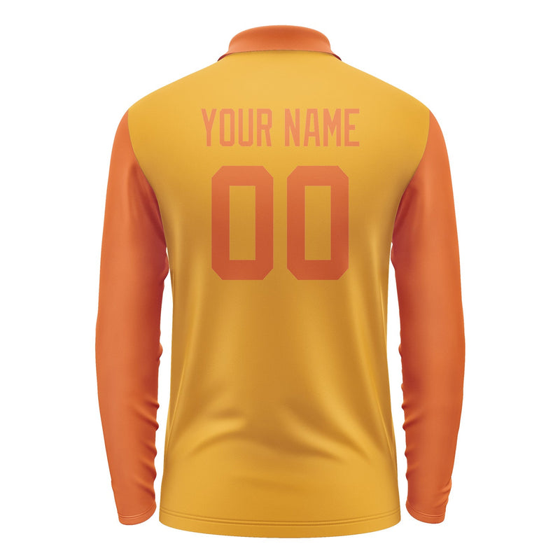 Custom Yellow Orange Long Sleeve Polo Shirt Pl192828B128