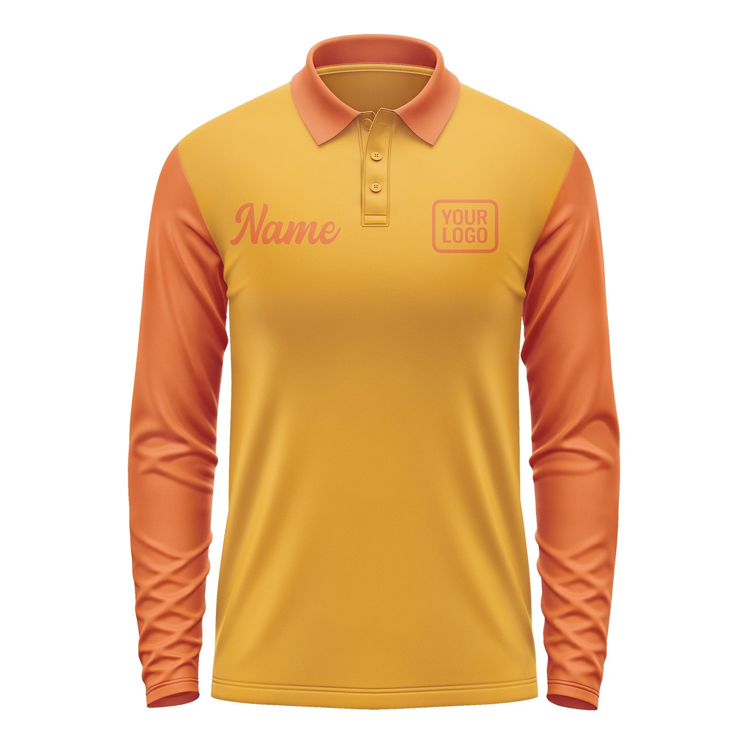 Custom Yellow Orange Long Sleeve Polo Shirt Pl192828B128