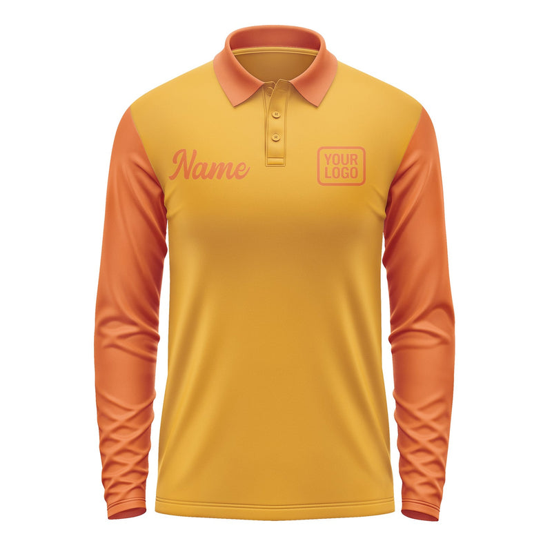Custom Yellow Orange Long Sleeve Polo Shirt Pl192828B128