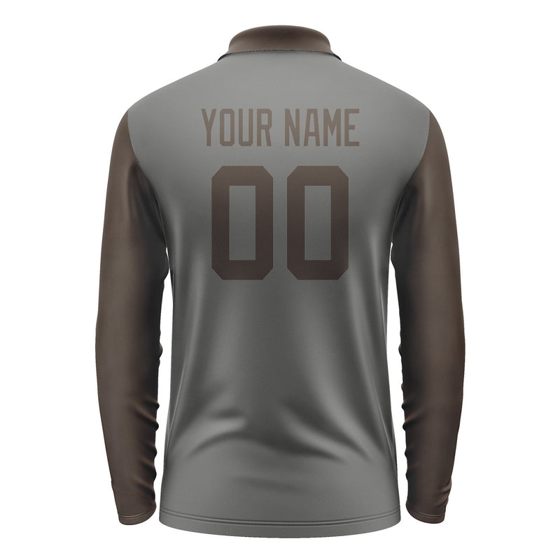 Custom Dark Grey Brown Long Sleeve Polo Shirt Pl200101B101