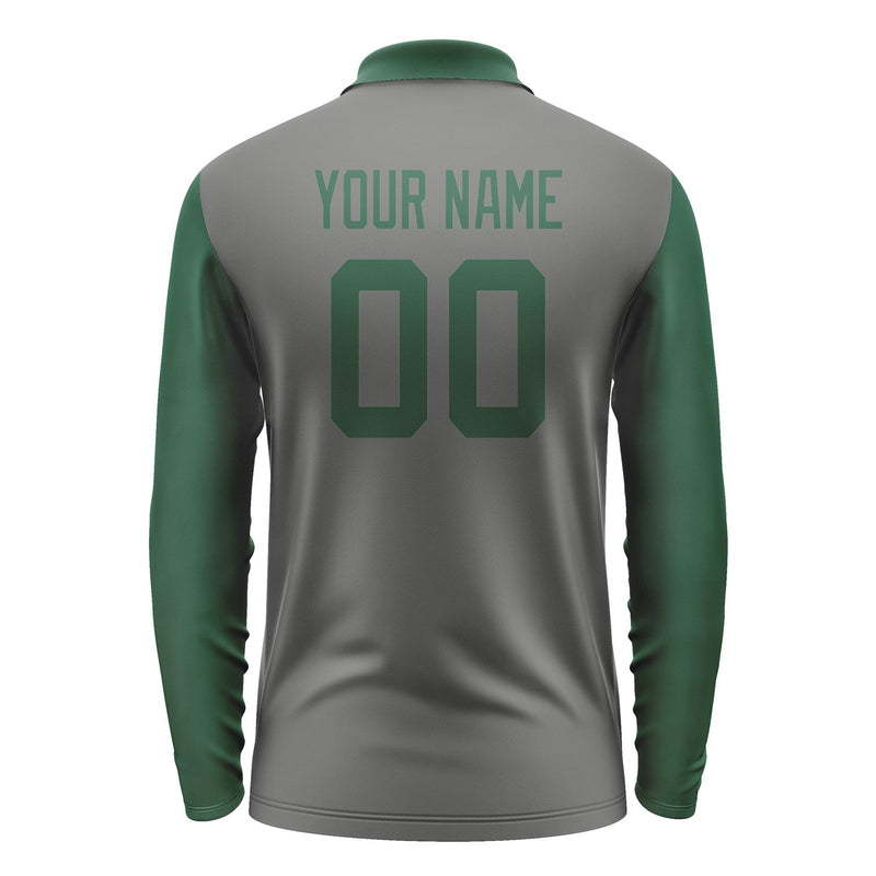Custom Dark Grey Green Long Sleeve Polo Shirt Pl200505B105