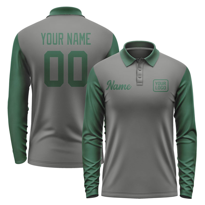 Custom Dark Grey Green Long Sleeve Polo Shirt Pl200505B105