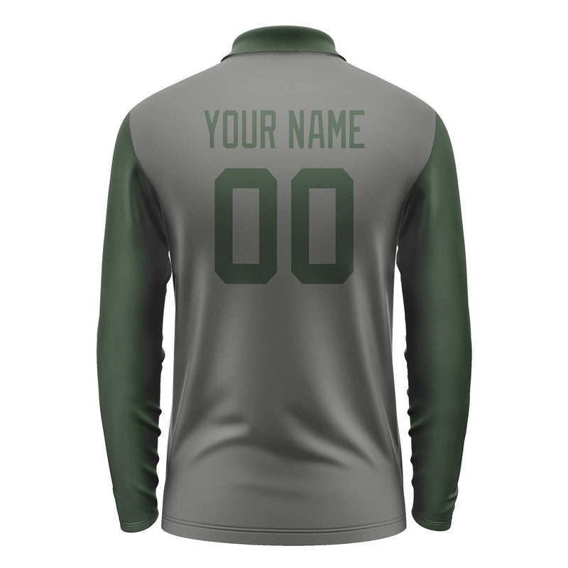 Custom Dark Grey Dark Green Long Sleeve Polo Shirt Pl200606B106