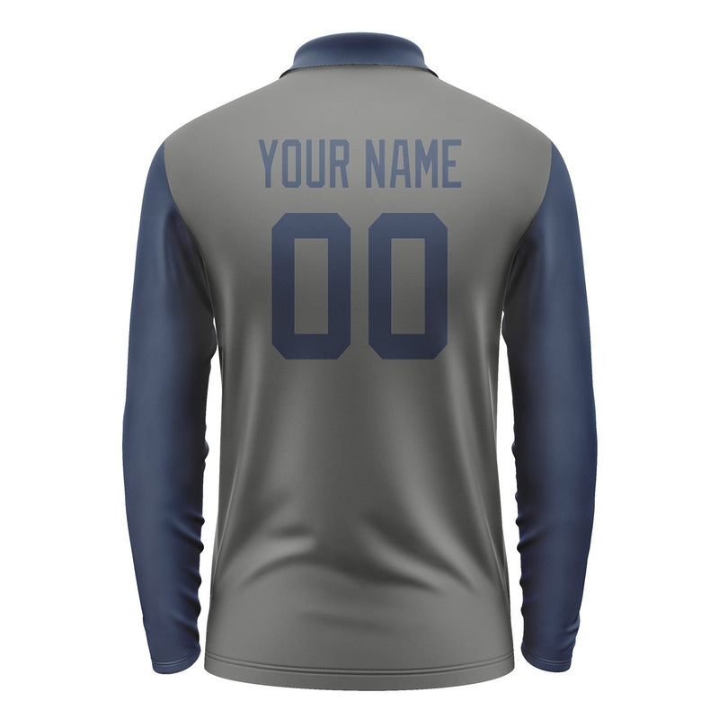 Custom Dark Grey Blue Long Sleeve Polo Shirt Pl201010B110