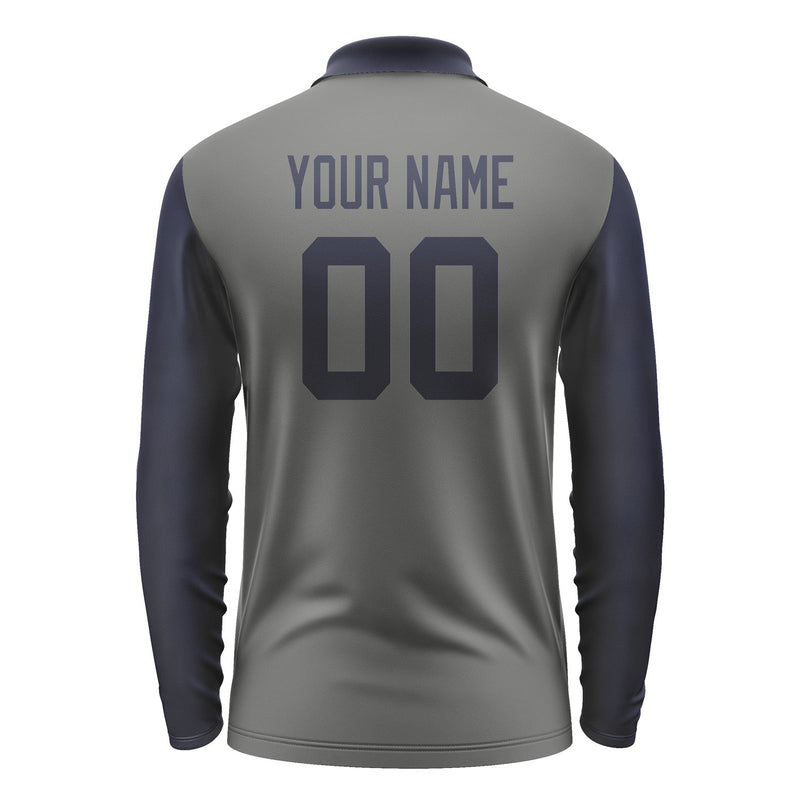 Custom Dark Grey Navy Long Sleeve Polo Shirt Pl201111B111