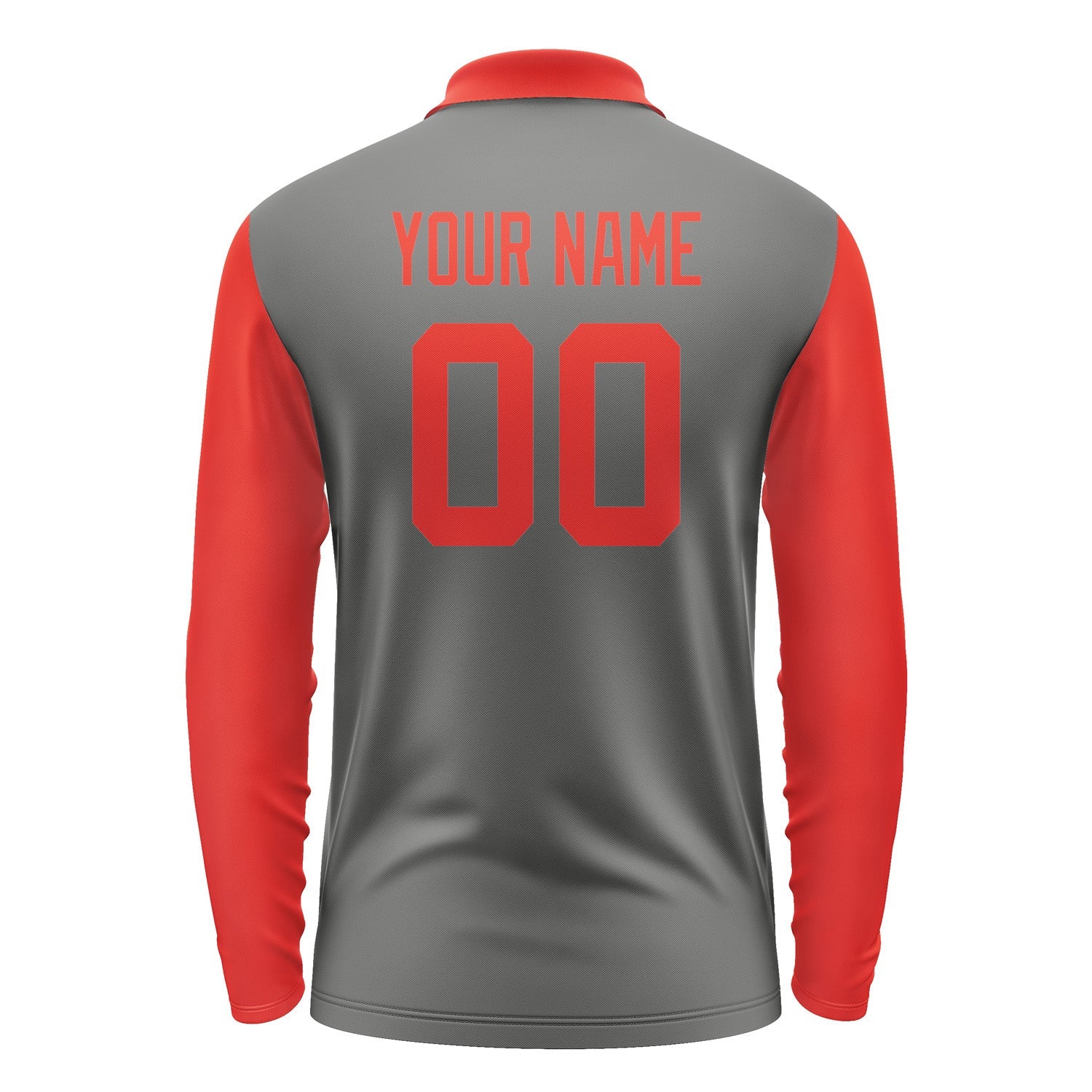 Custom Dark Grey Orange Red Long Sleeve Polo Shirt Pl201212B112