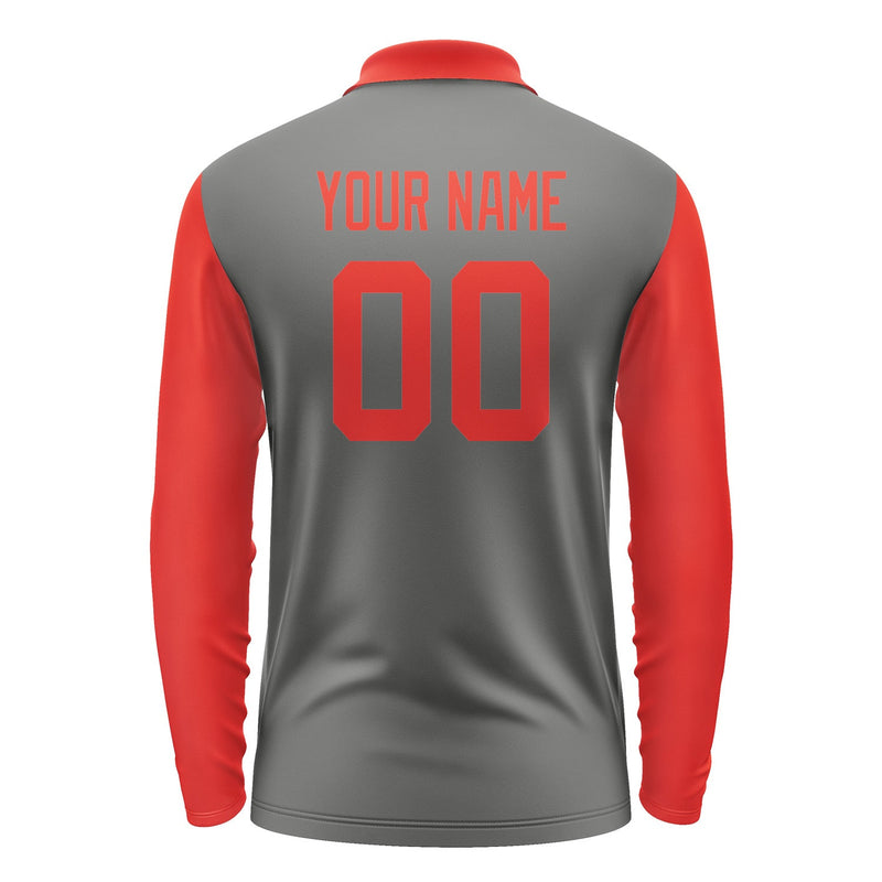 Custom Dark Grey Orange Red Long Sleeve Polo Shirt Pl201212B112