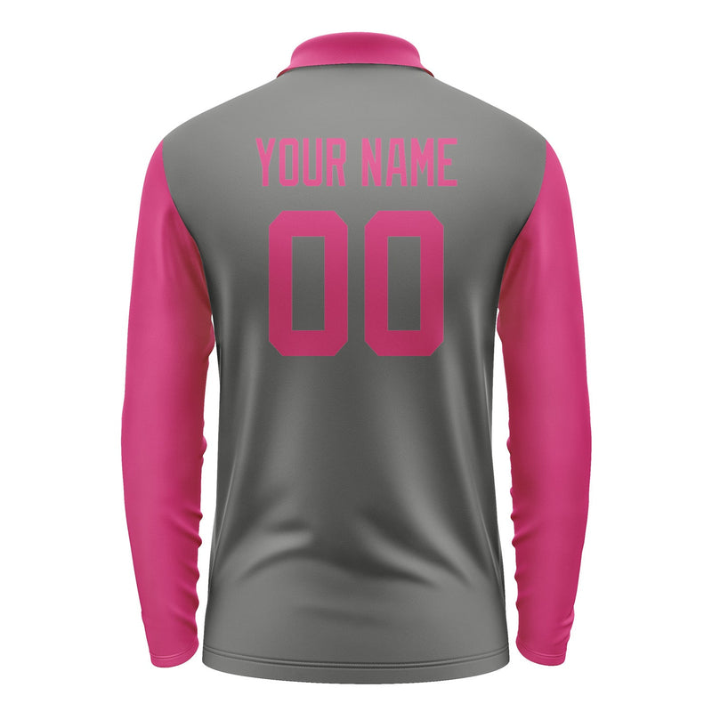 Custom Dark Grey Pink Long Sleeve Polo Shirt Pl201313B113