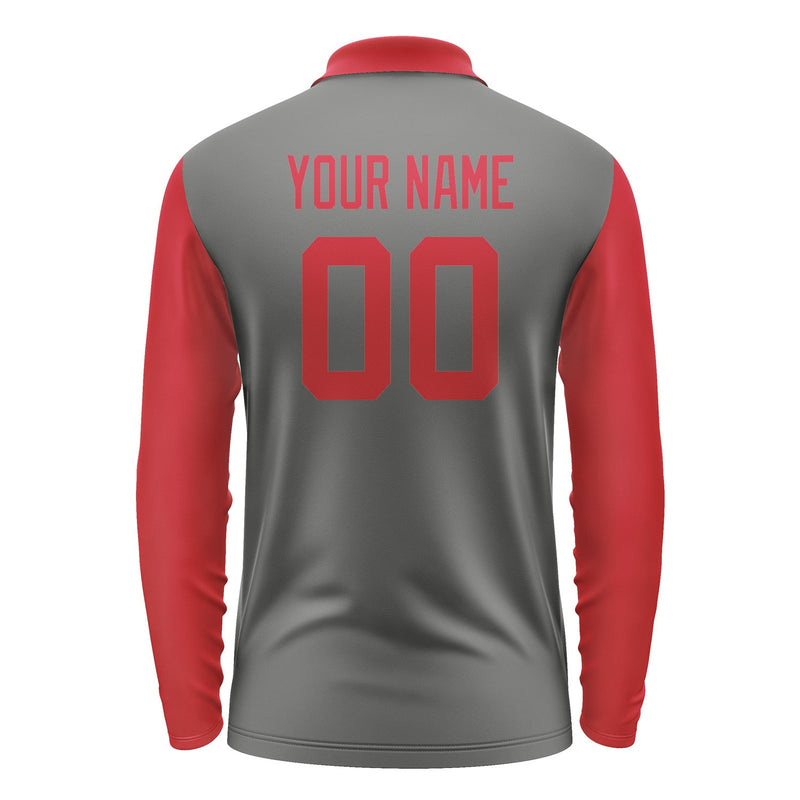 Custom Dark Grey Red Long Sleeve Polo Shirt Pl201414B114