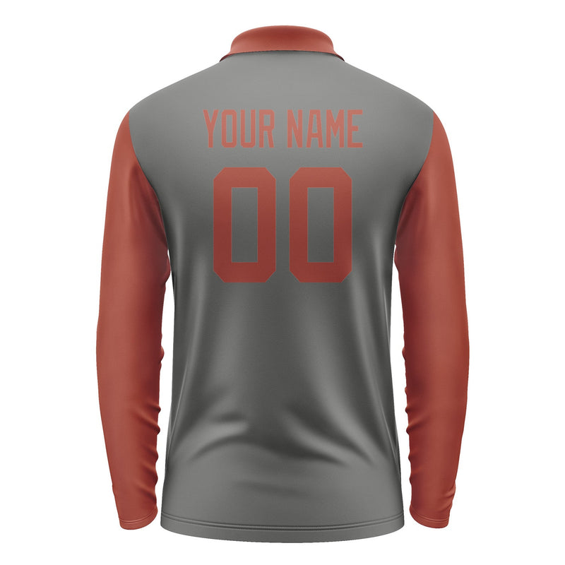 Custom Dark Grey Coral Red Long Sleeve Polo Shirt Pl201616B116