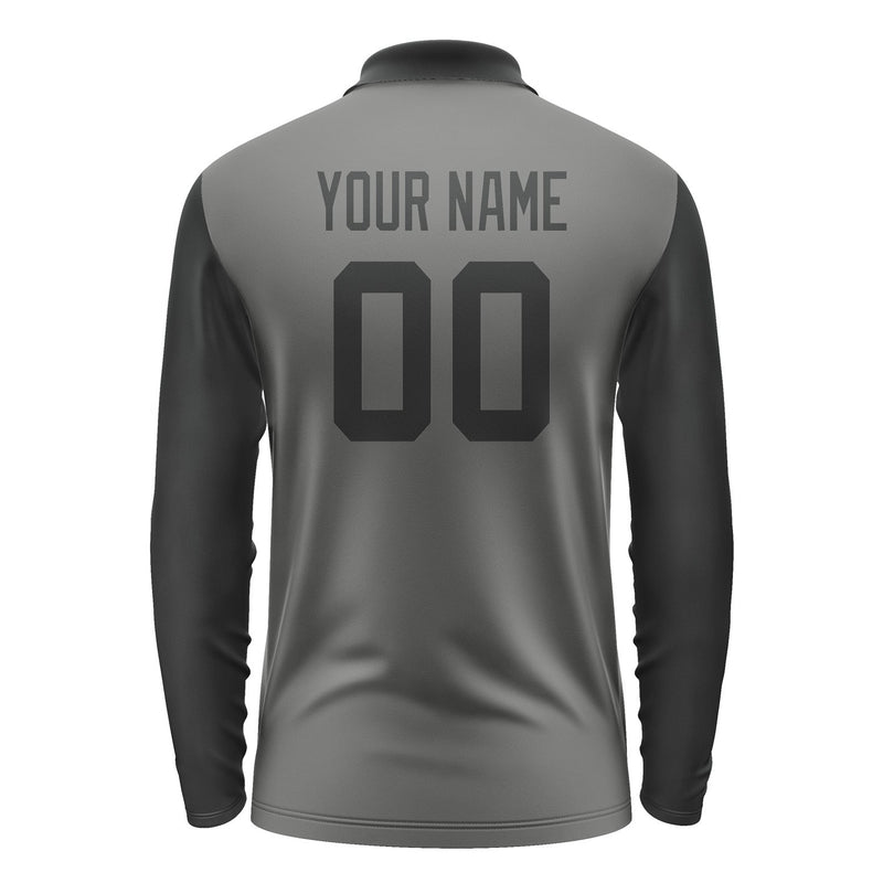 Custom Dark Grey Black Long Sleeve Polo Shirt Pl201717B117