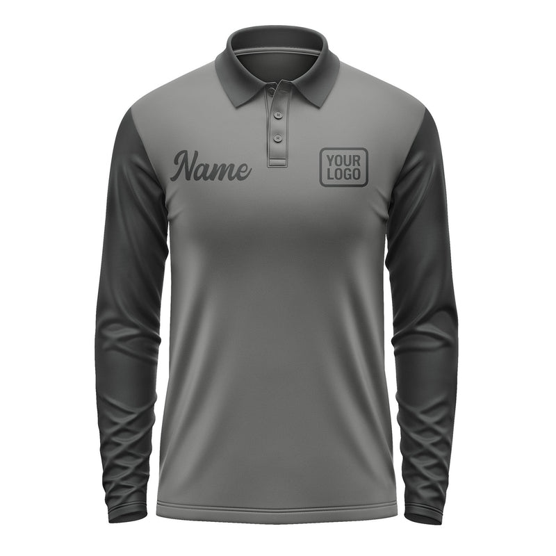 Custom Dark Grey Black Long Sleeve Polo Shirt Pl201717B117