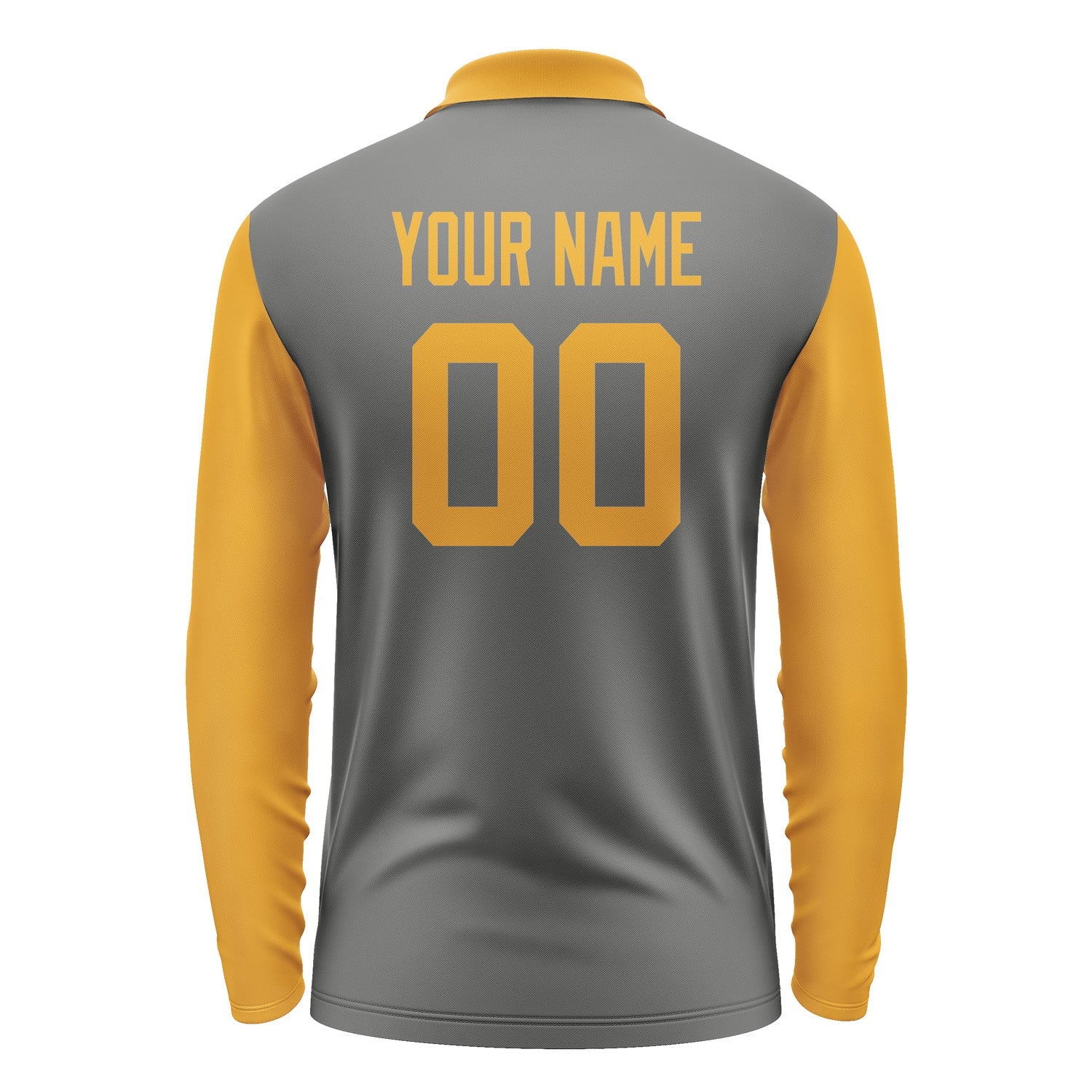Custom Dark Grey Yellow Long Sleeve Polo Shirt Pl201919B119