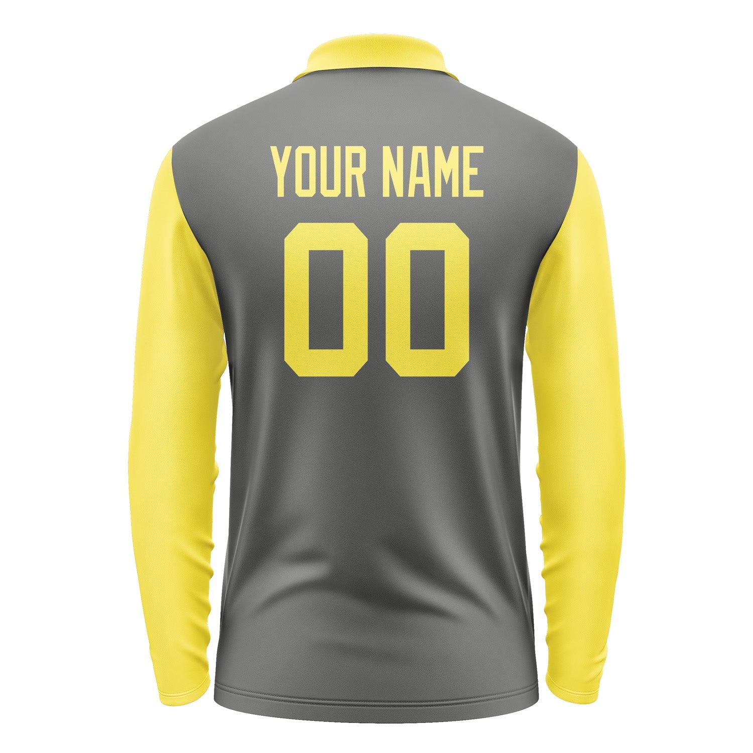 Custom Dark Grey Light Yellow Long Sleeve Polo Shirt Pl202626B126
