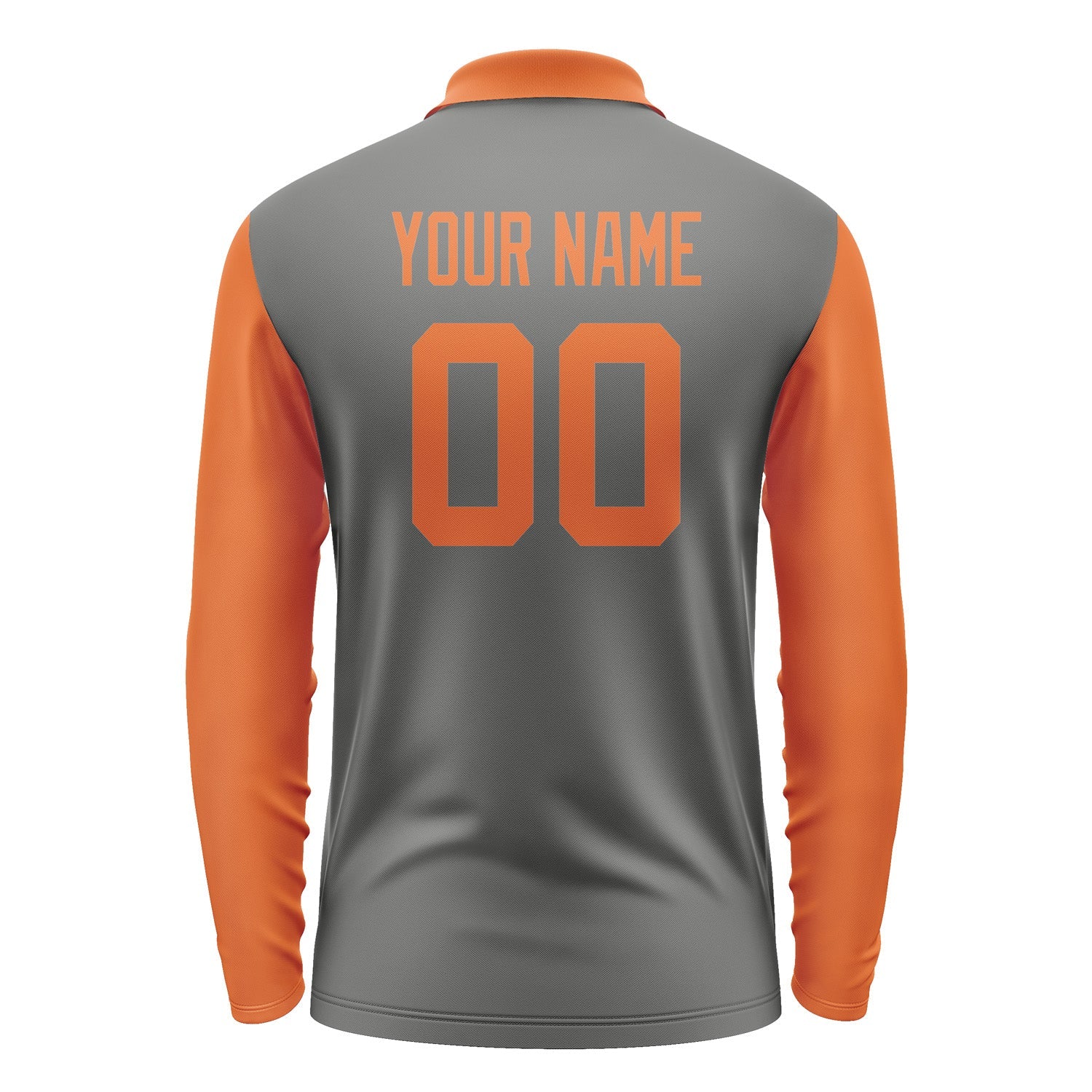 Custom Dark Grey Orange Long Sleeve Polo Shirt Pl202828B128