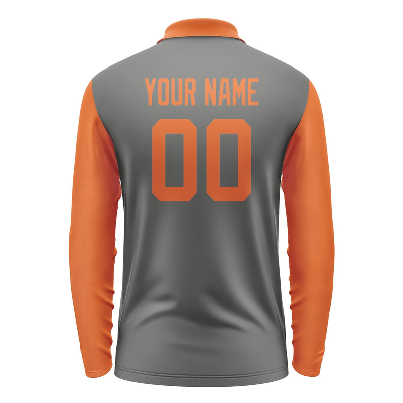 Custom Dark Grey Orange Long Sleeve Polo Shirt Pl202828B128