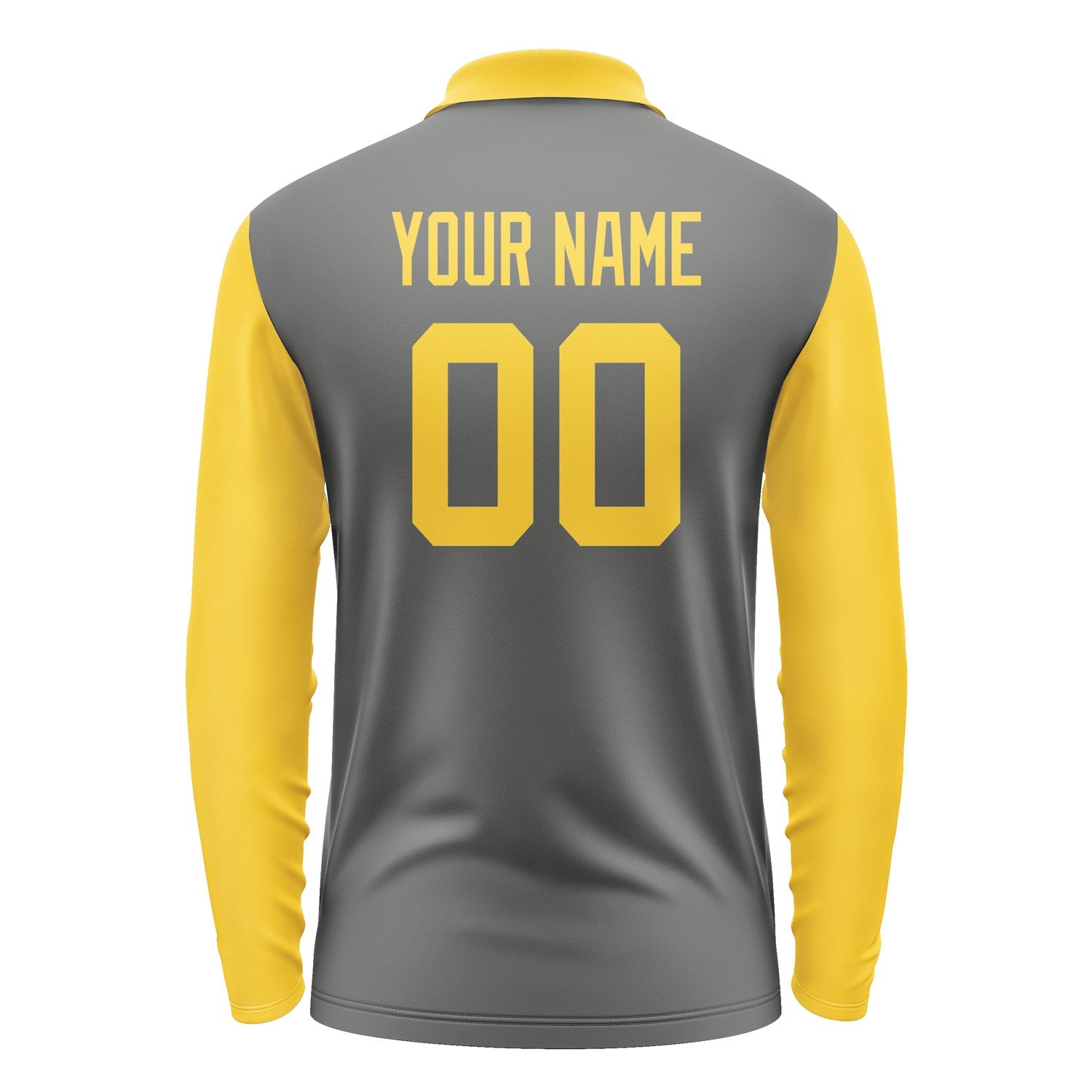 Custom Dark Grey Gold Long Sleeve Polo Shirt Pl203030B130