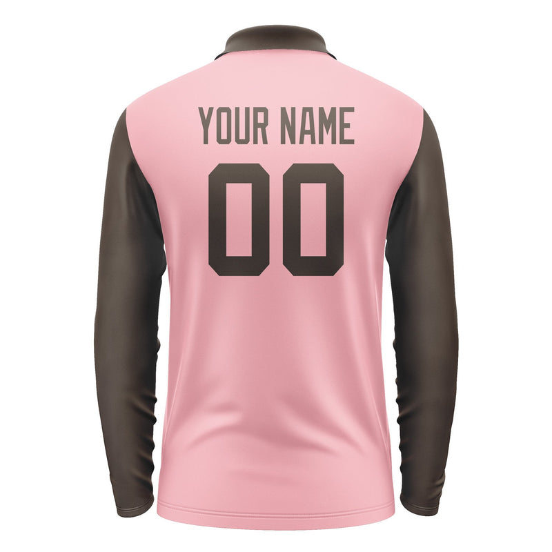 Custom Light Pink Brown Long Sleeve Polo Shirt Pl210101B101