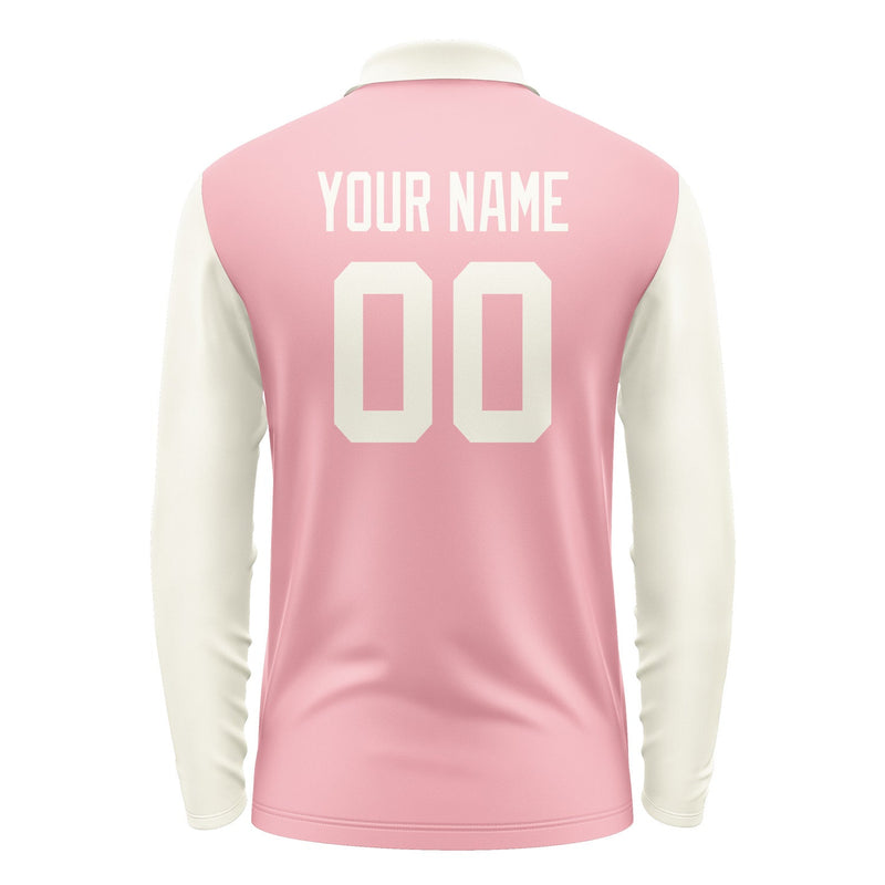 Custom Light Pink Cream Long Sleeve Polo Shirt Pl210303B103