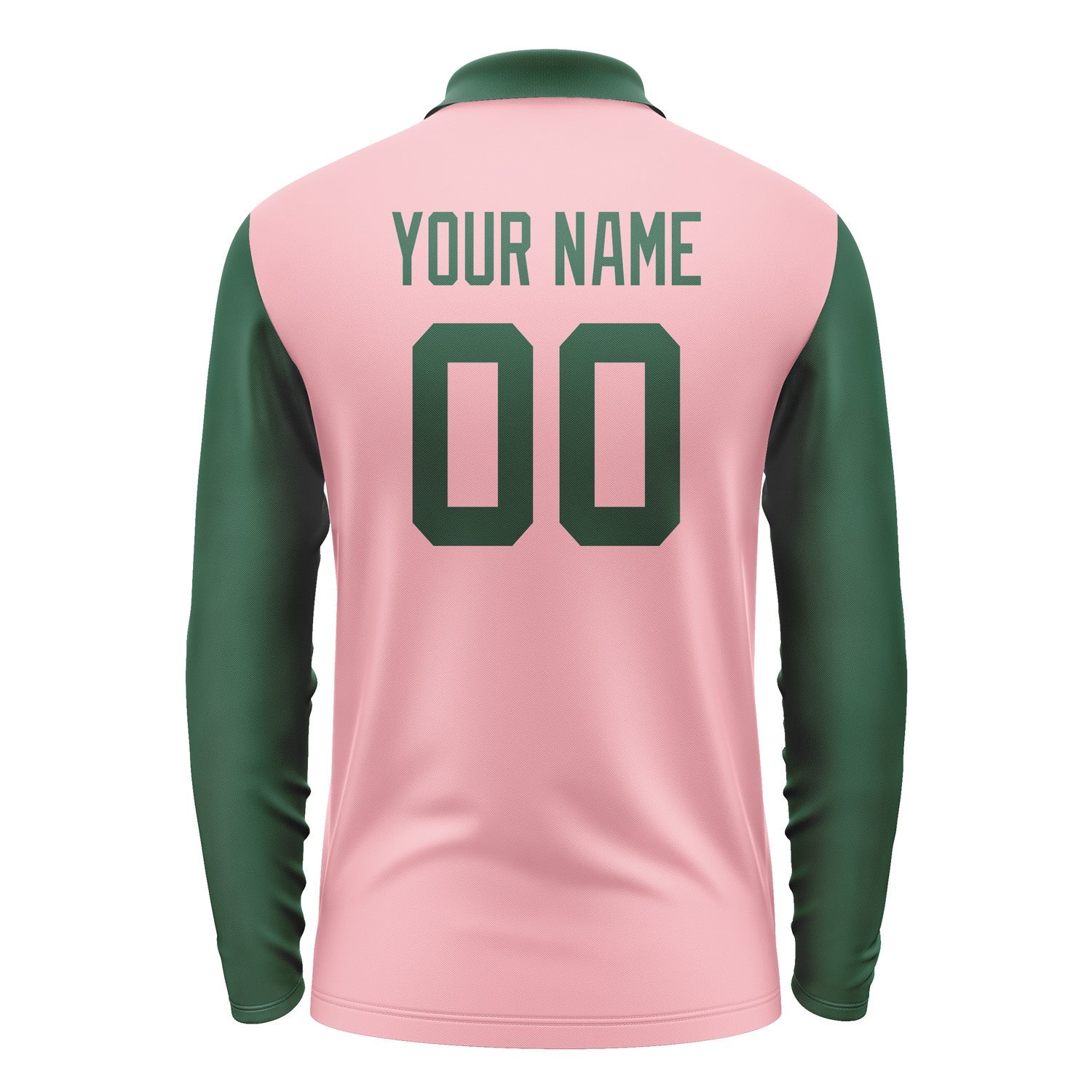 Custom Light Pink Green Long Sleeve Polo Shirt Pl210505B105