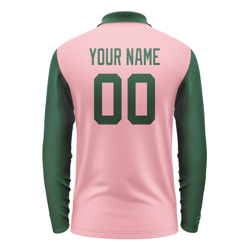 Custom Light Pink Green Long Sleeve Polo Shirt Pl210505B105