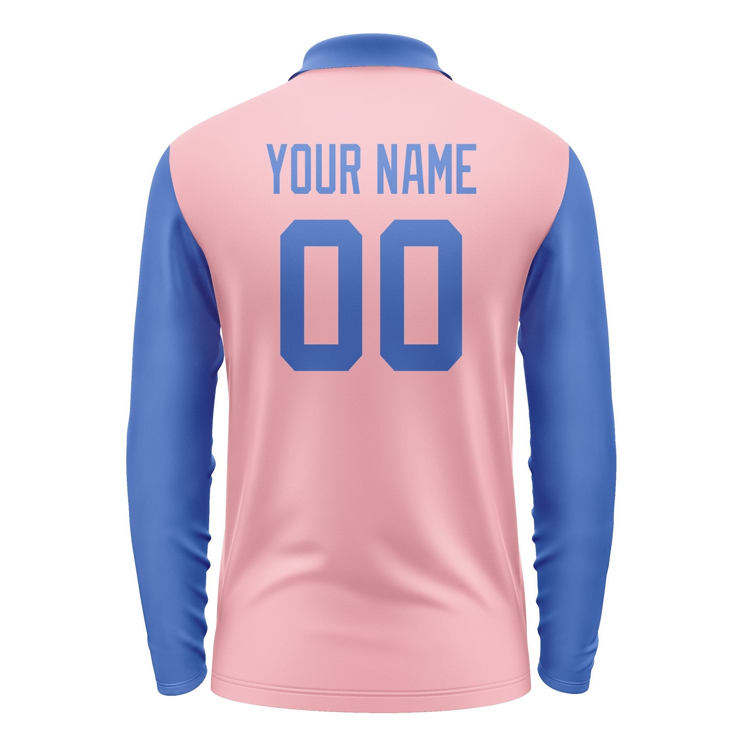 Custom Light Pink Sky Blue Long Sleeve Polo Shirt Pl210909B109