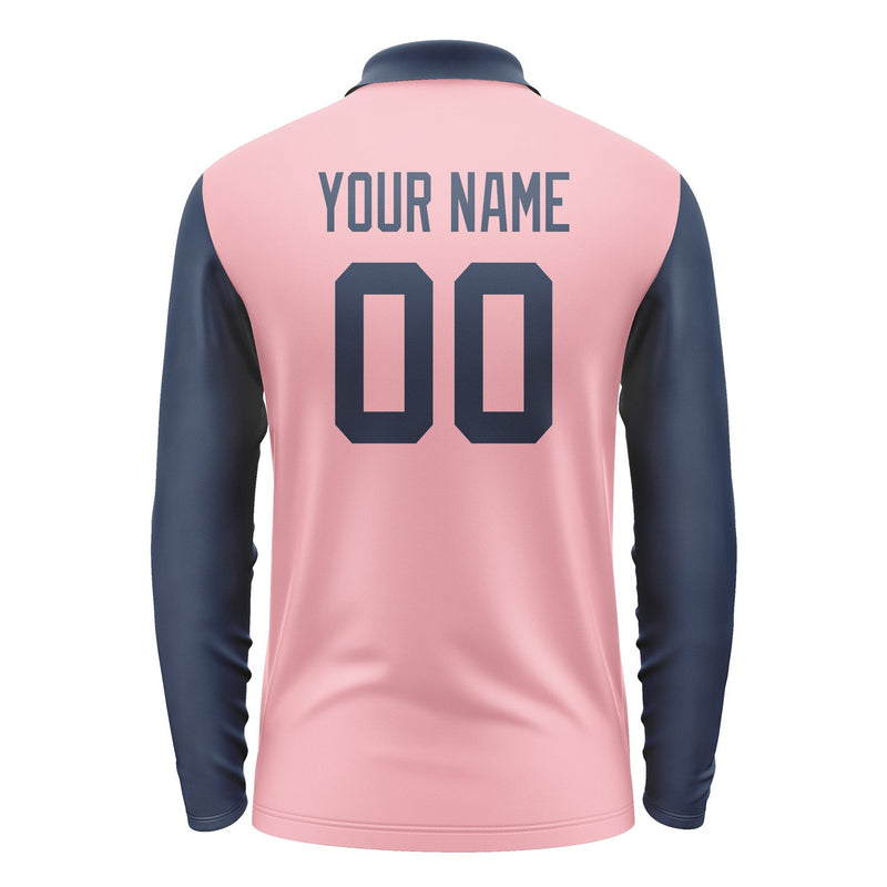 Custom Light Pink Blue Long Sleeve Polo Shirt Pl211010B110