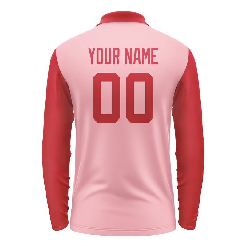 Custom Light Pink Red Long Sleeve Polo Shirt Pl211414B114