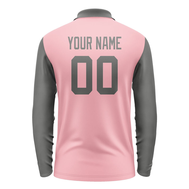 Custom Light Pink Dark Grey Long Sleeve Polo Shirt Pl212020B120